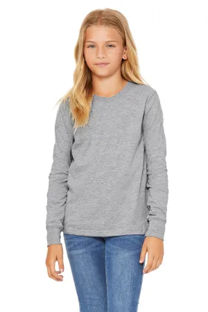 Bella   Canvas Jugend-Jersey Langarm Rundhals-T-Shirt - Meliertes Grau