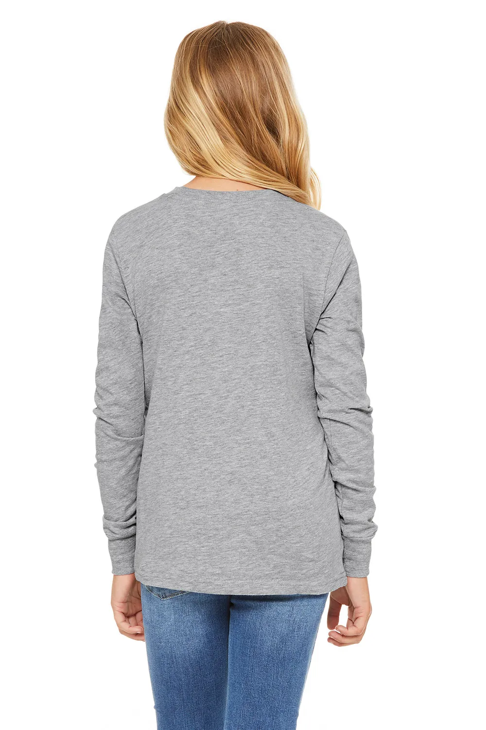 Bella   Canvas Jugend-Jersey Langarm Rundhals-T-Shirt - Meliertes Grau