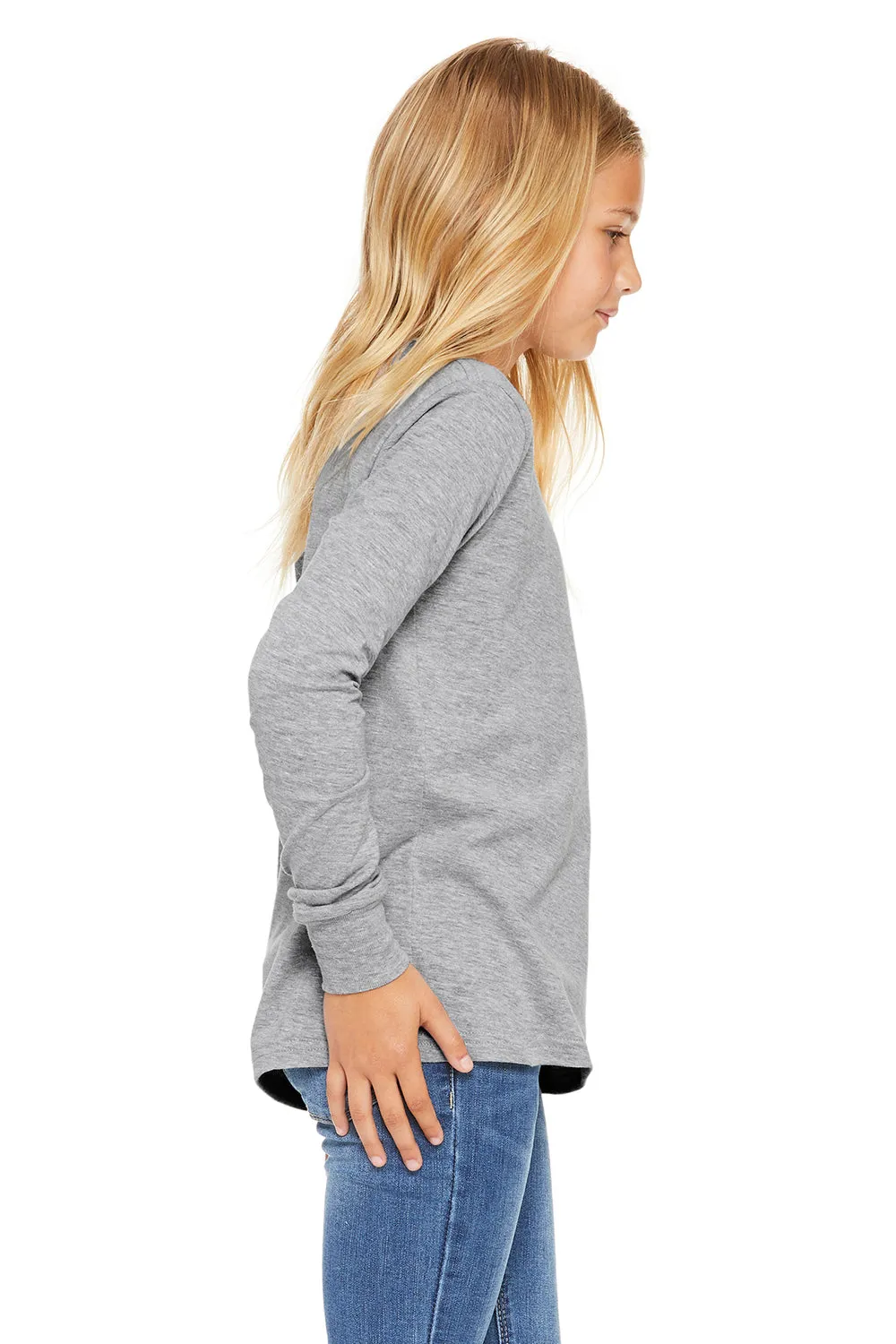 Bella   Canvas Jugend-Jersey Langarm Rundhals-T-Shirt - Meliertes Grau