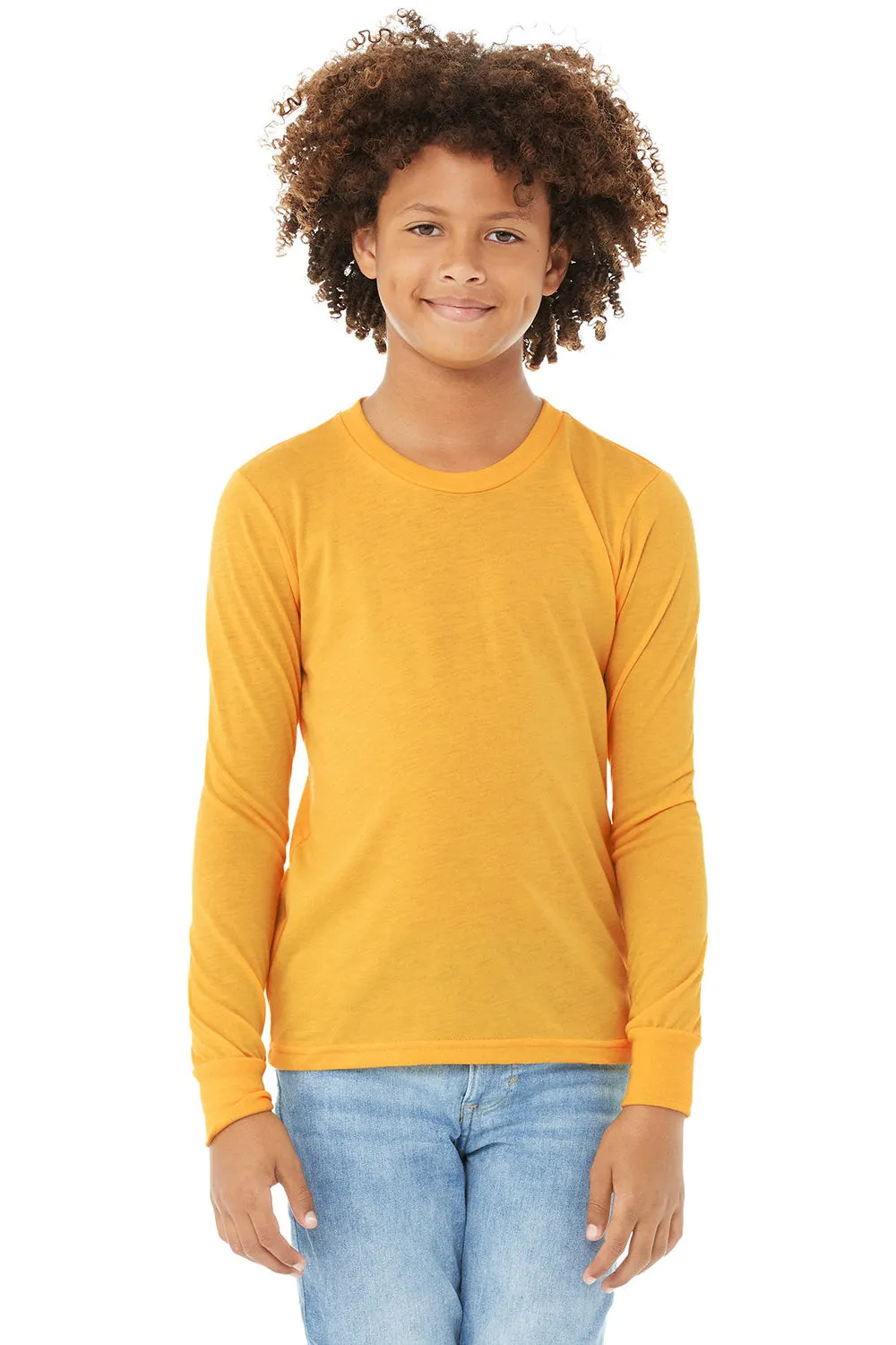 Bella   Canvas Jugend-Jersey Langarm-Crewneck T-Shirt - Meliertes Gelb Gold