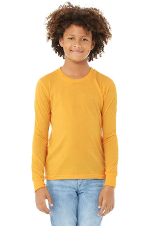 Bella   Canvas Jugend-Jersey Langarm-Crewneck T-Shirt - Meliertes Gelb Gold