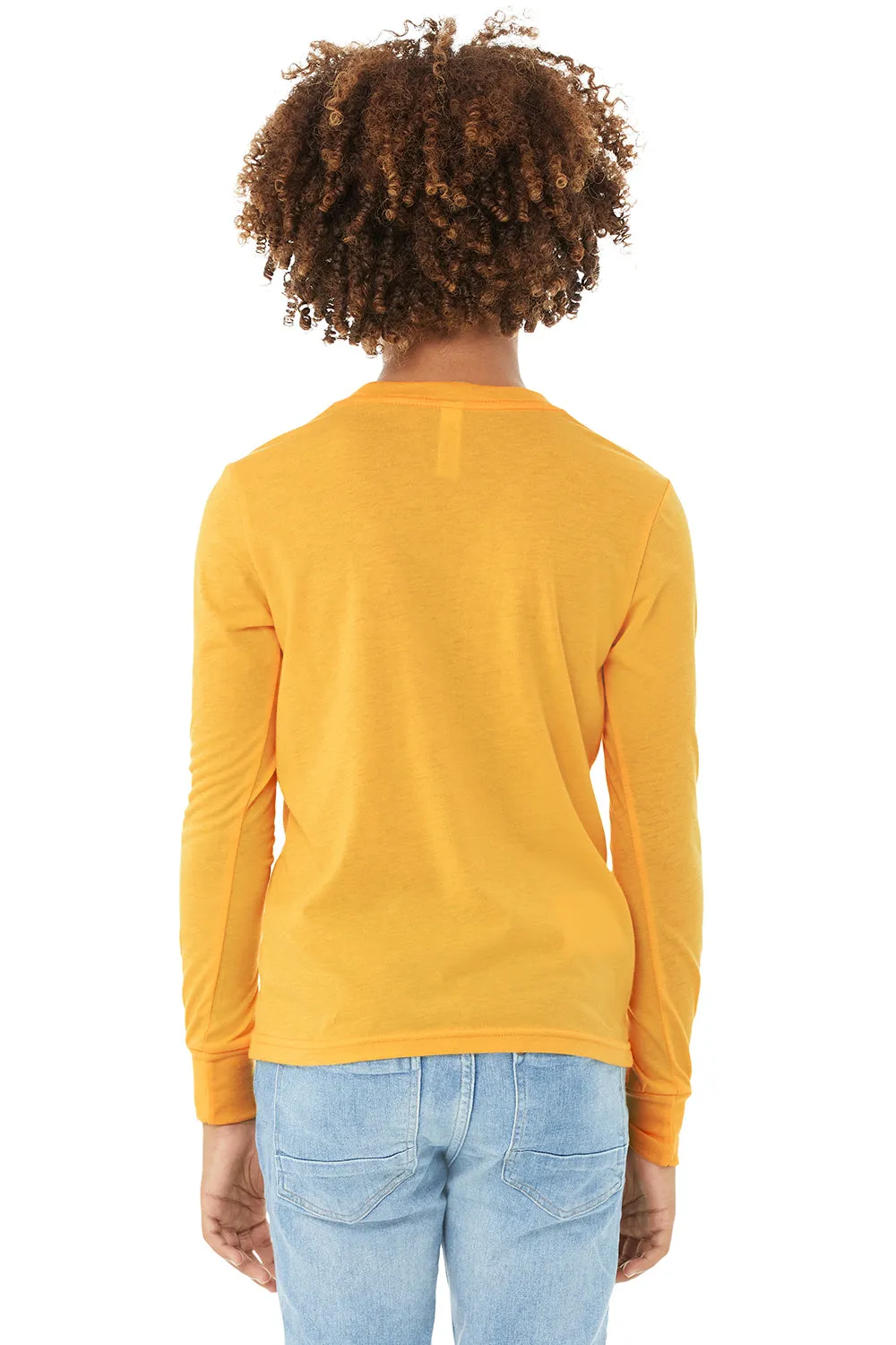 Bella   Canvas Jugend-Jersey Langarm-Crewneck T-Shirt - Meliertes Gelb Gold