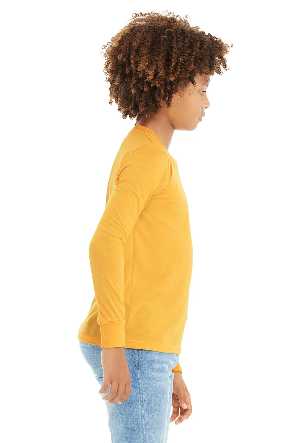 Bella   Canvas Jugend-Jersey Langarm-Crewneck T-Shirt - Meliertes Gelb Gold