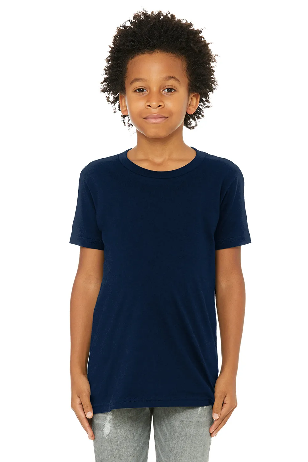 Bella   Canvas Jugend-Jersey Kurzarm Rundhals T-Shirt - Marineblau