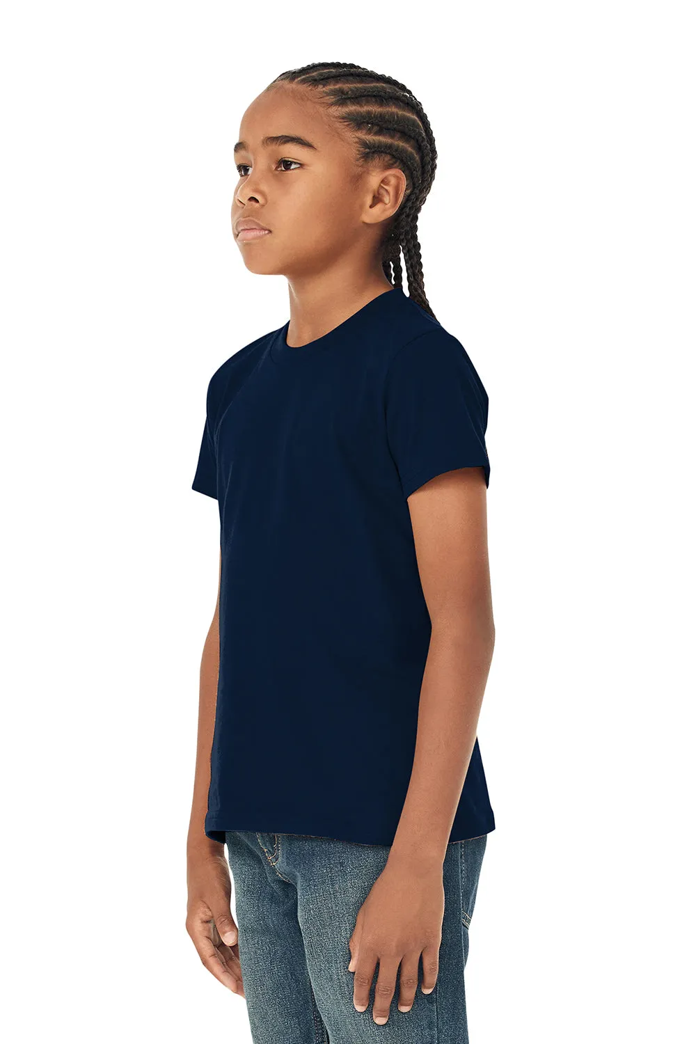 Bella   Canvas Jugend-Jersey Kurzarm Rundhals T-Shirt - Marineblau