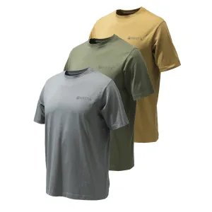 Beretta Set aus 3 Corporate T-Shirts in Coyote / Smoked Pearl / Grün