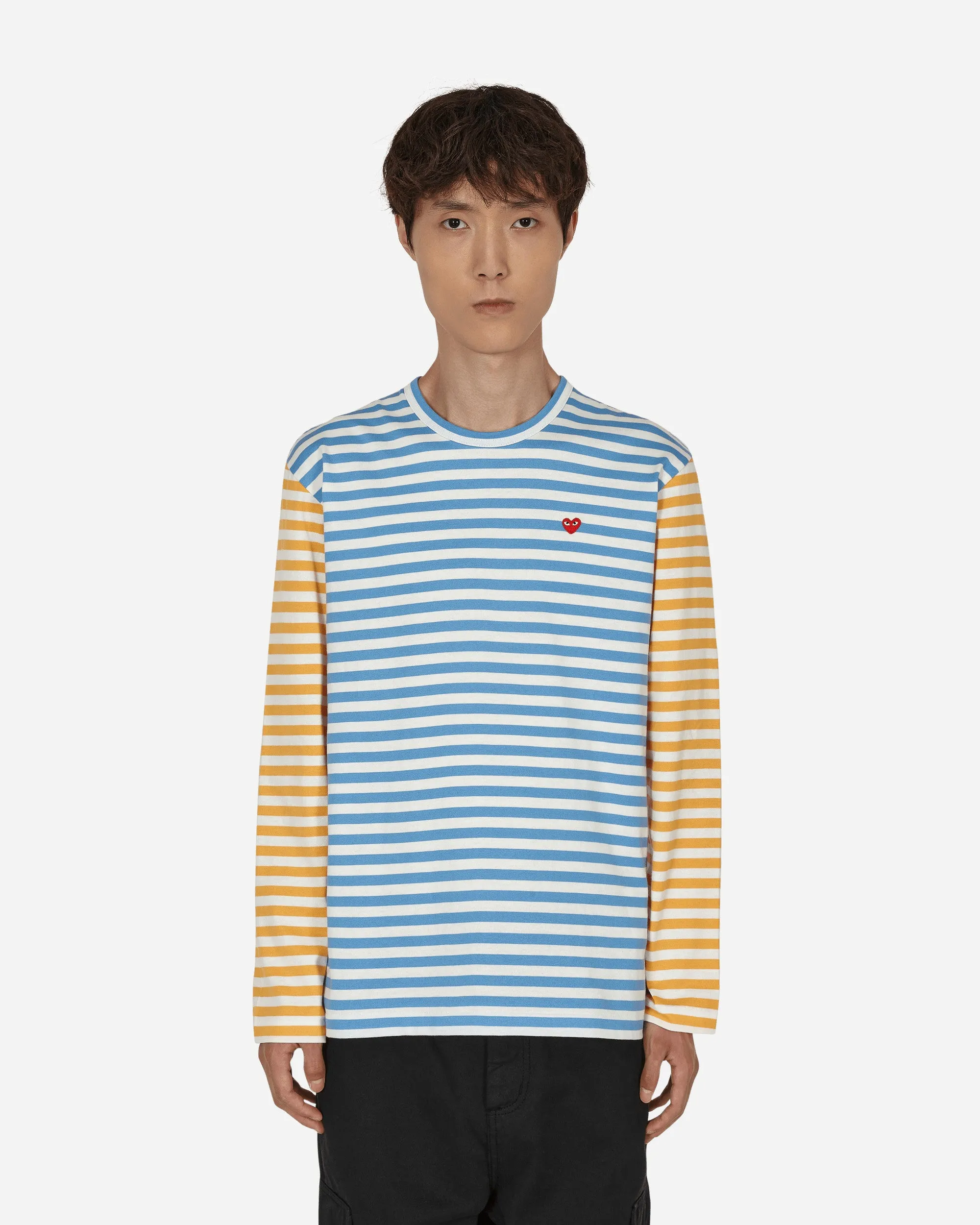 Zweifarbiges Streifen-Langarmshirt Blau