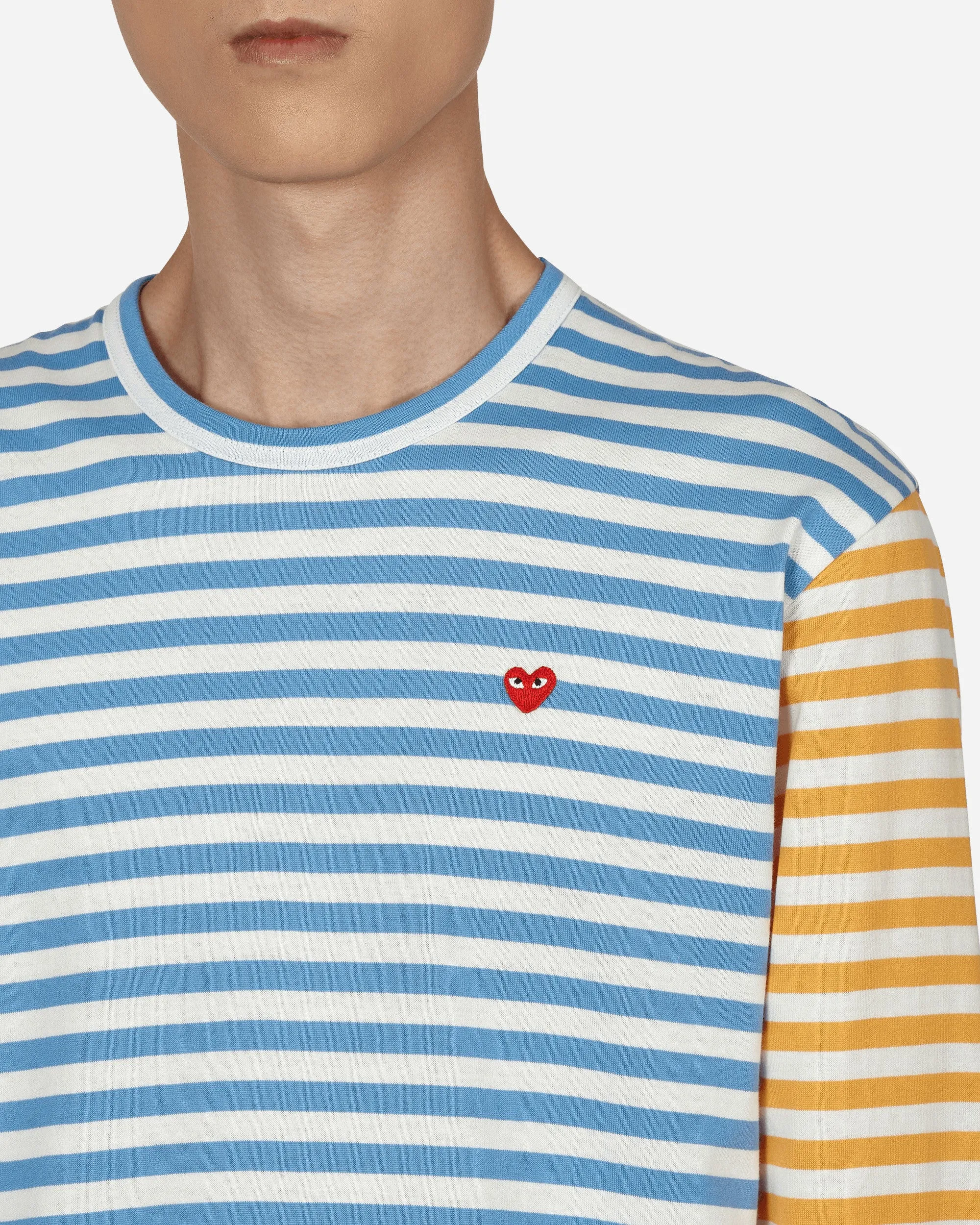 Zweifarbiges Streifen-Langarmshirt Blau