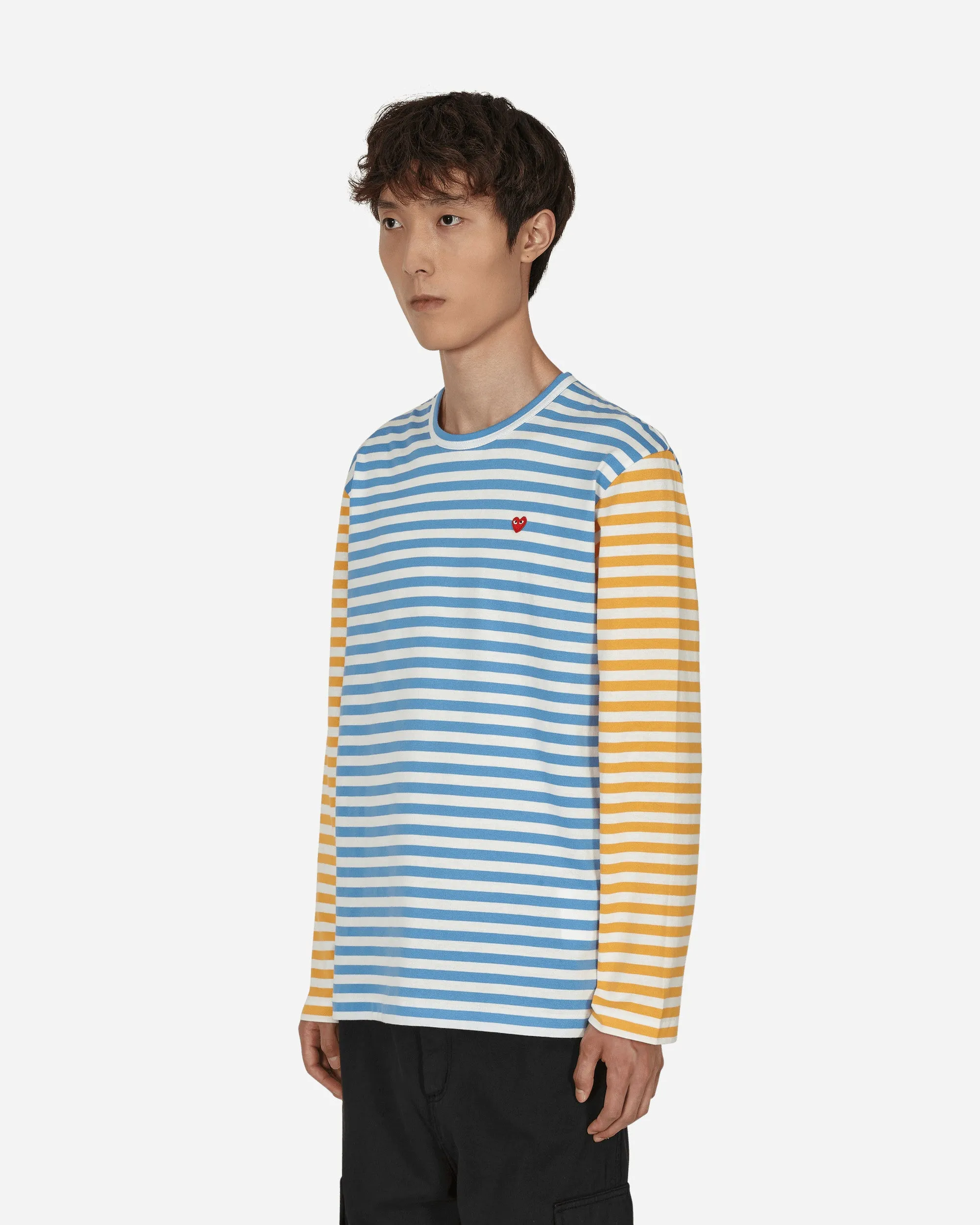 Zweifarbiges Streifen-Langarmshirt Blau