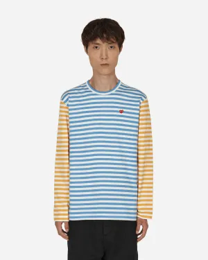 Zweifarbiges Streifen-Langarmshirt Blau