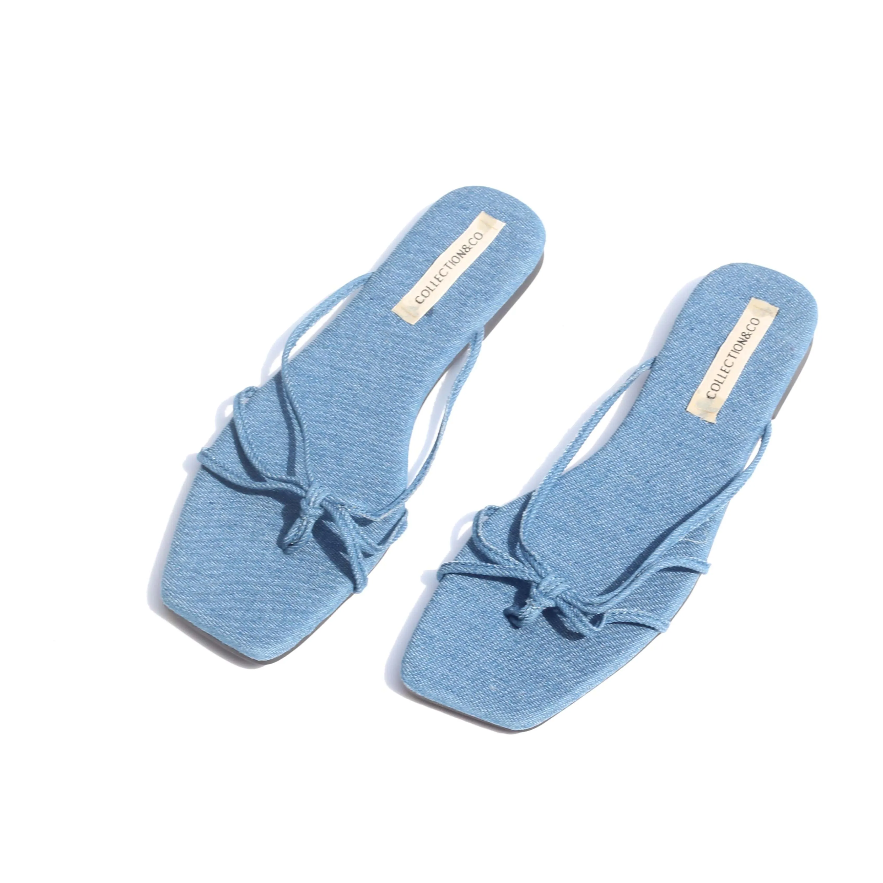 Bianca Vegan Organic Cotton Denim Sandale | Blau