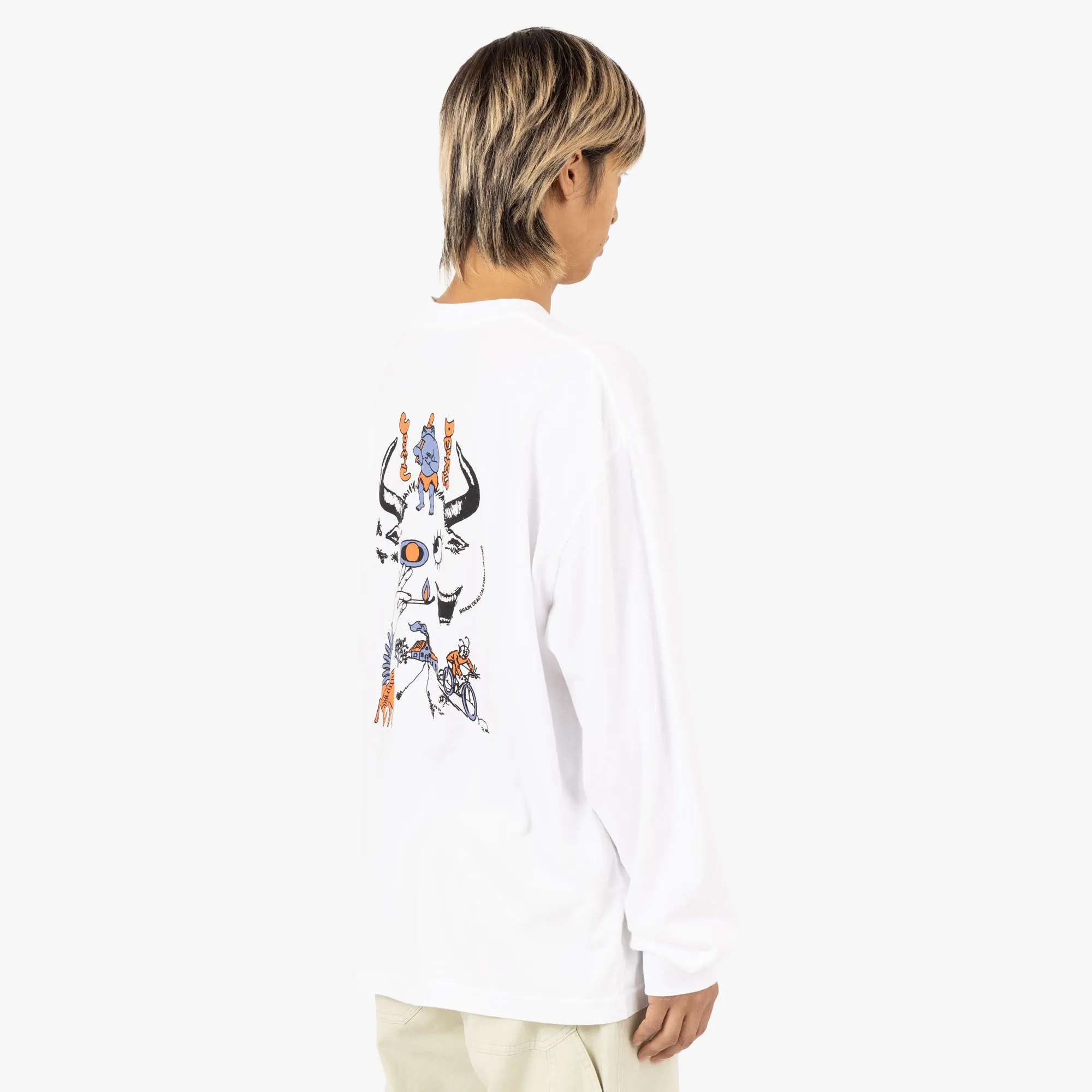 Brain Dead Kosmischer Trümmer Langarm-Shirt / Weiß