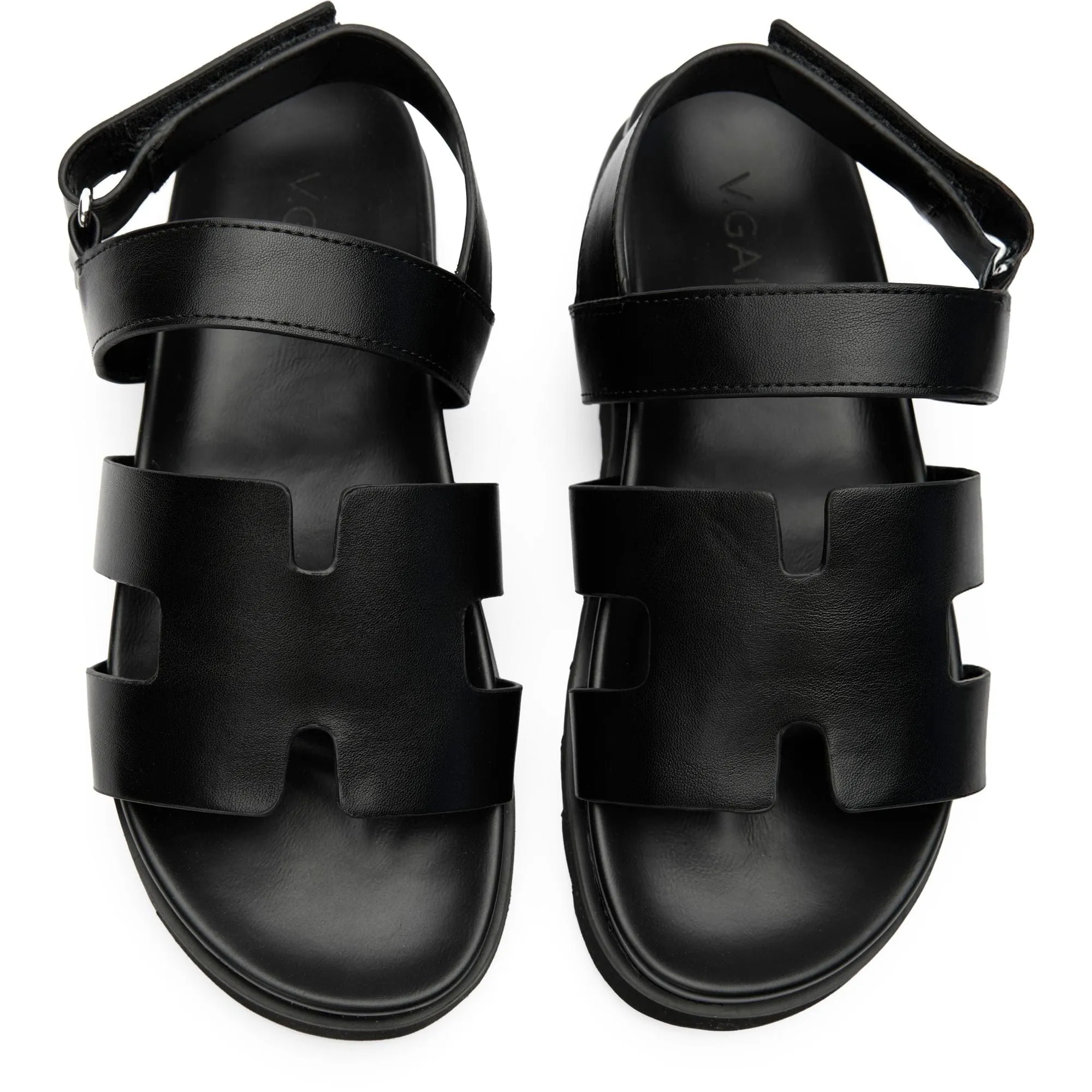Brasilianische Damen-Vegan-Leder-Sandalen mit Knöchelriemen | Schwarz