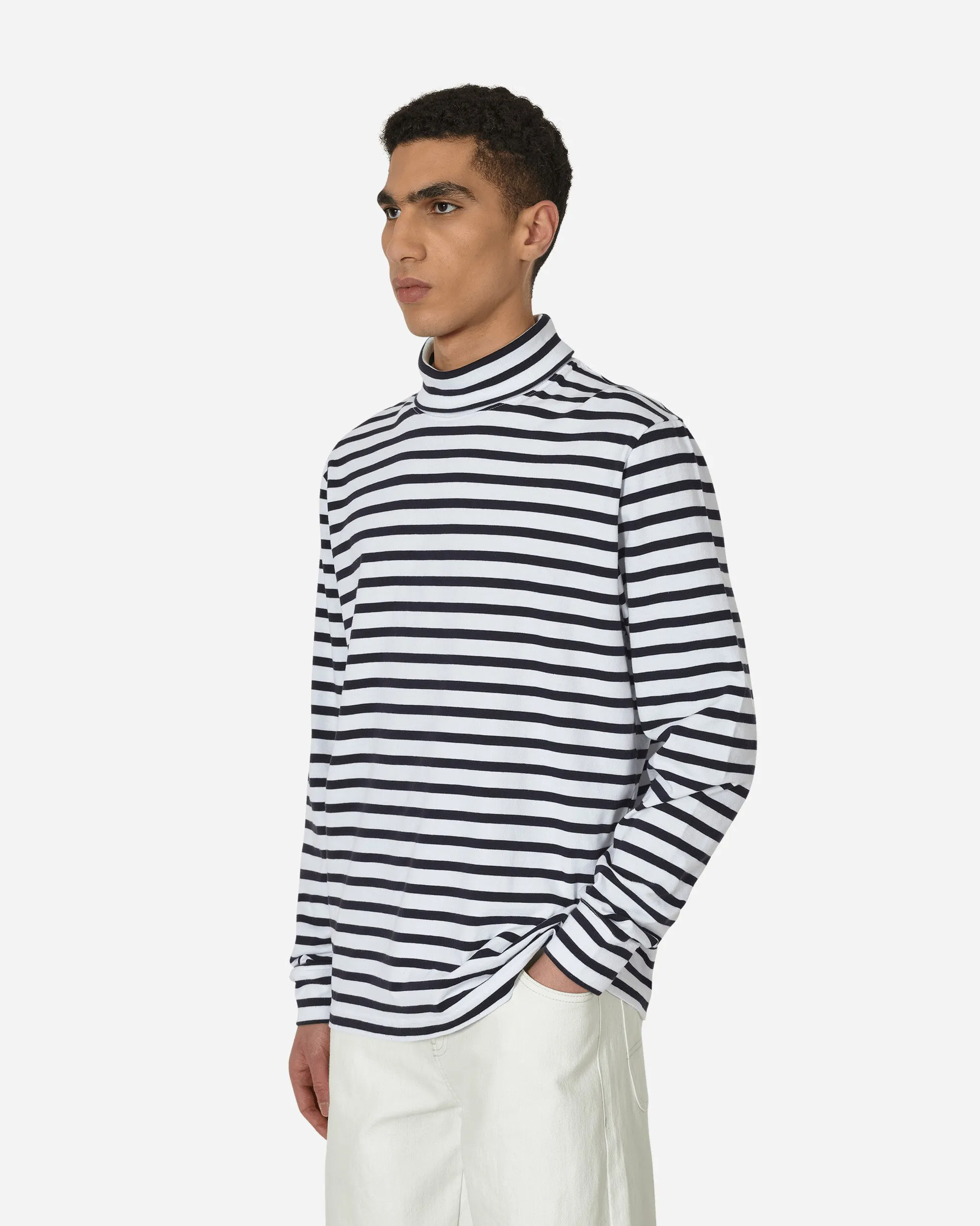 Breton Streifen Rollkragenpullover Marineblau / Weiß