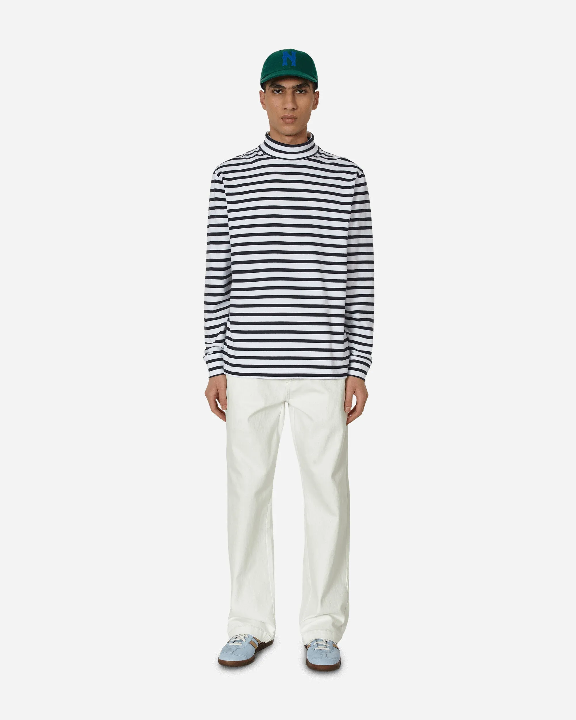 Breton Streifen Rollkragenpullover Marineblau / Weiß