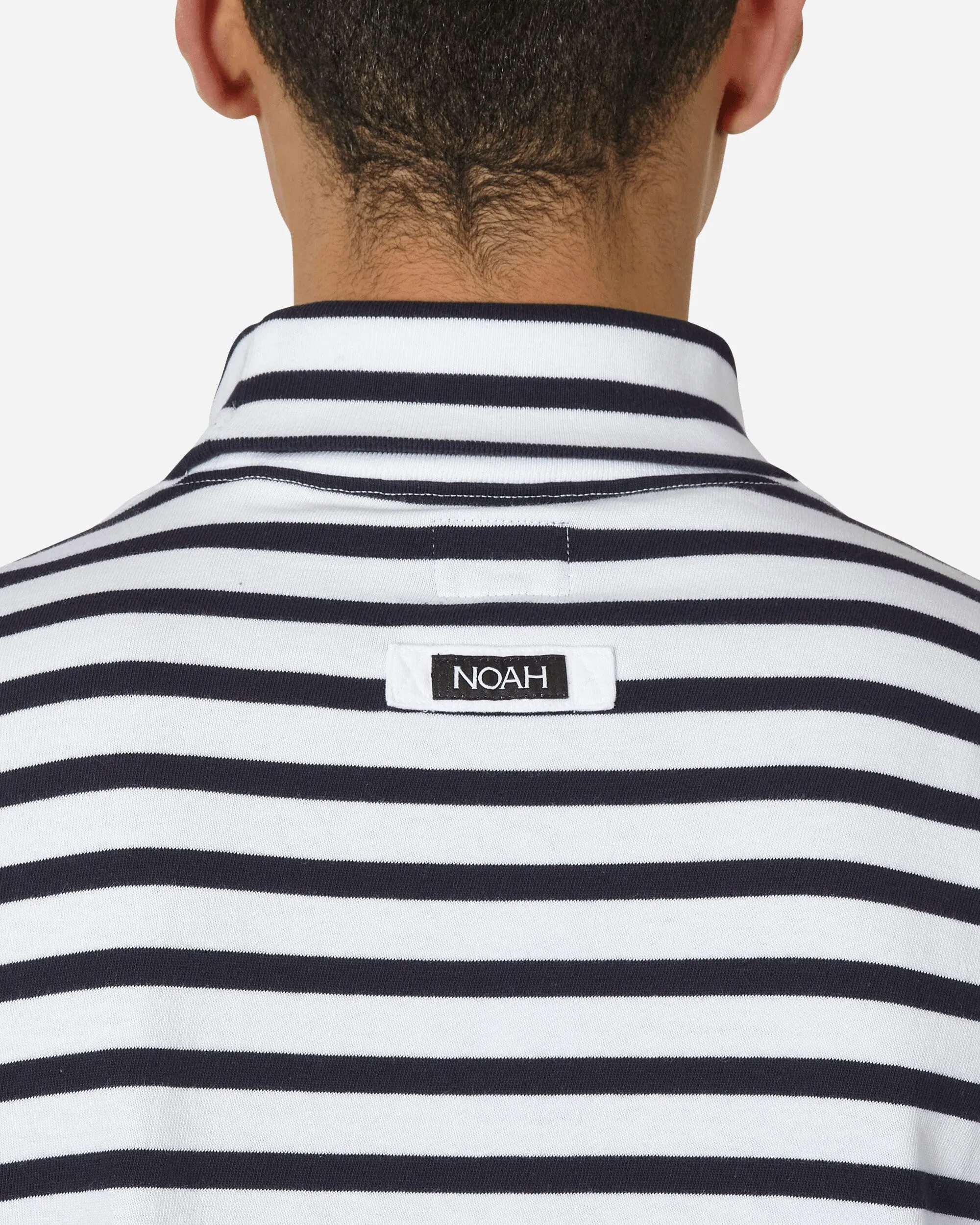 Breton Streifen Rollkragenpullover Marineblau / Weiß