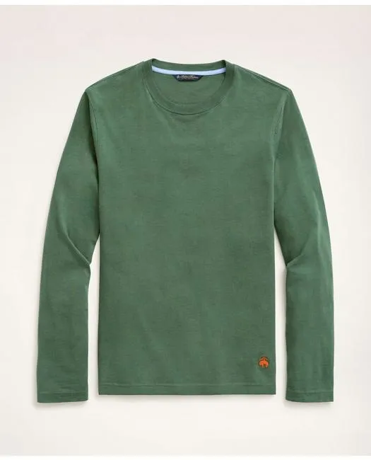 Brooks Brothers Herren Big & Tall Supima-Baumwoll-Langarm-Logo-T-Shirt Grün Brooks Brothers