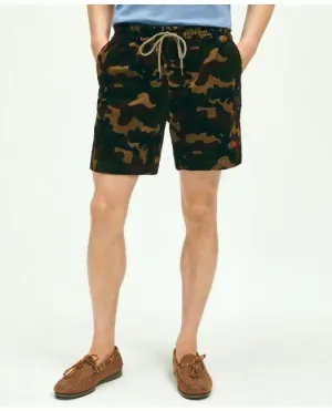 Brooks Brothers Herren Stretch-Baumwolle Camouflage Bund mit Kordel Freitag 8-Rippen-Kordhose Kurze Hose Mehrfarbig Brooks Brothers