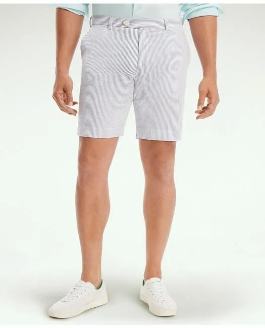 Brooks Brothers Herren Baumwoll-Stretch Seersucker Shorts Blau Weiß Brooks Brothers