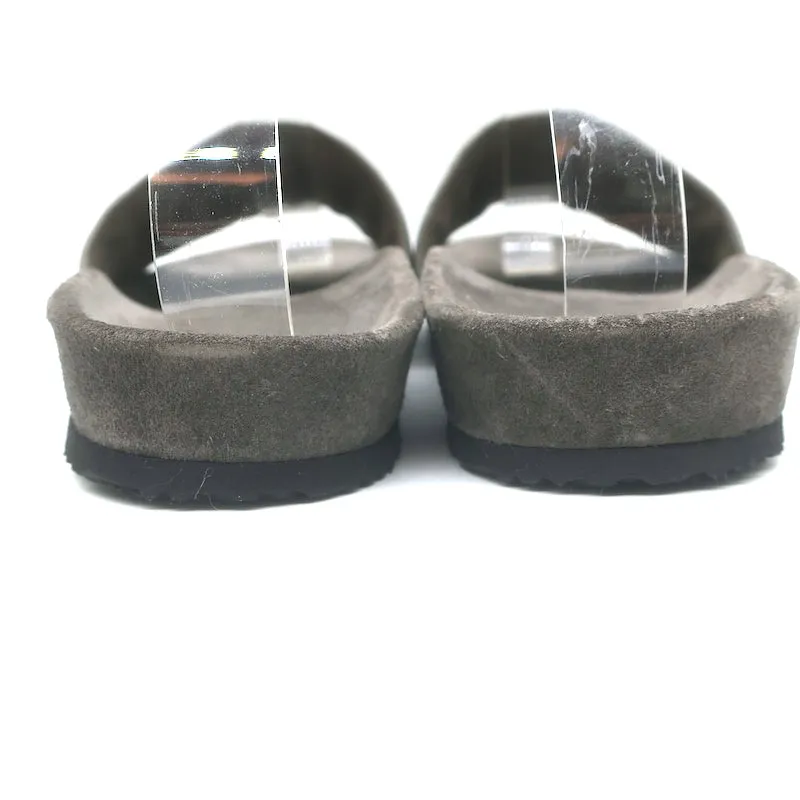 Brunello Cucinelli Monili Band Slide Sandalen Dunkelgraues Wildleder Größe 37 NEU