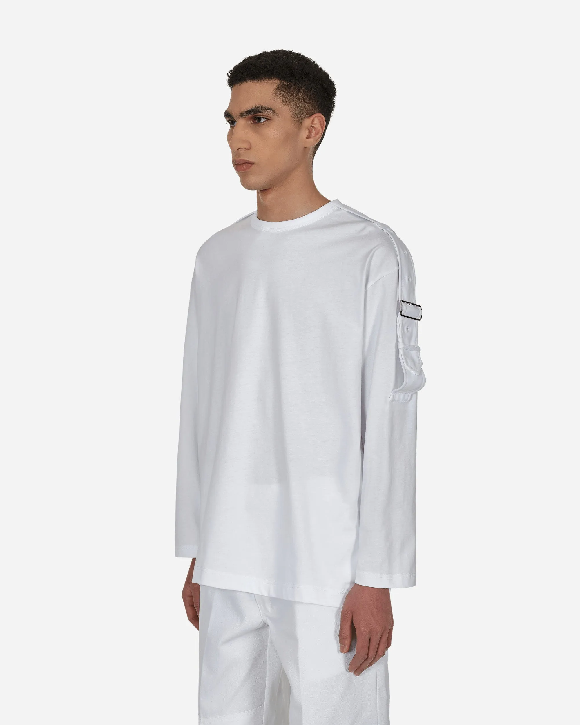 Buckle Langarm T-Shirt Weiß