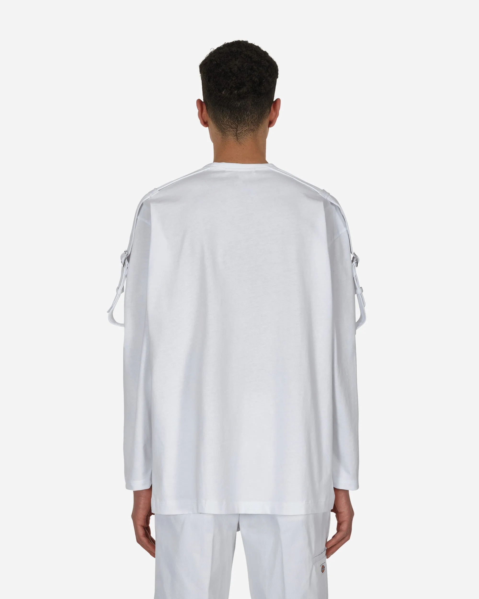 Buckle Langarm T-Shirt Weiß