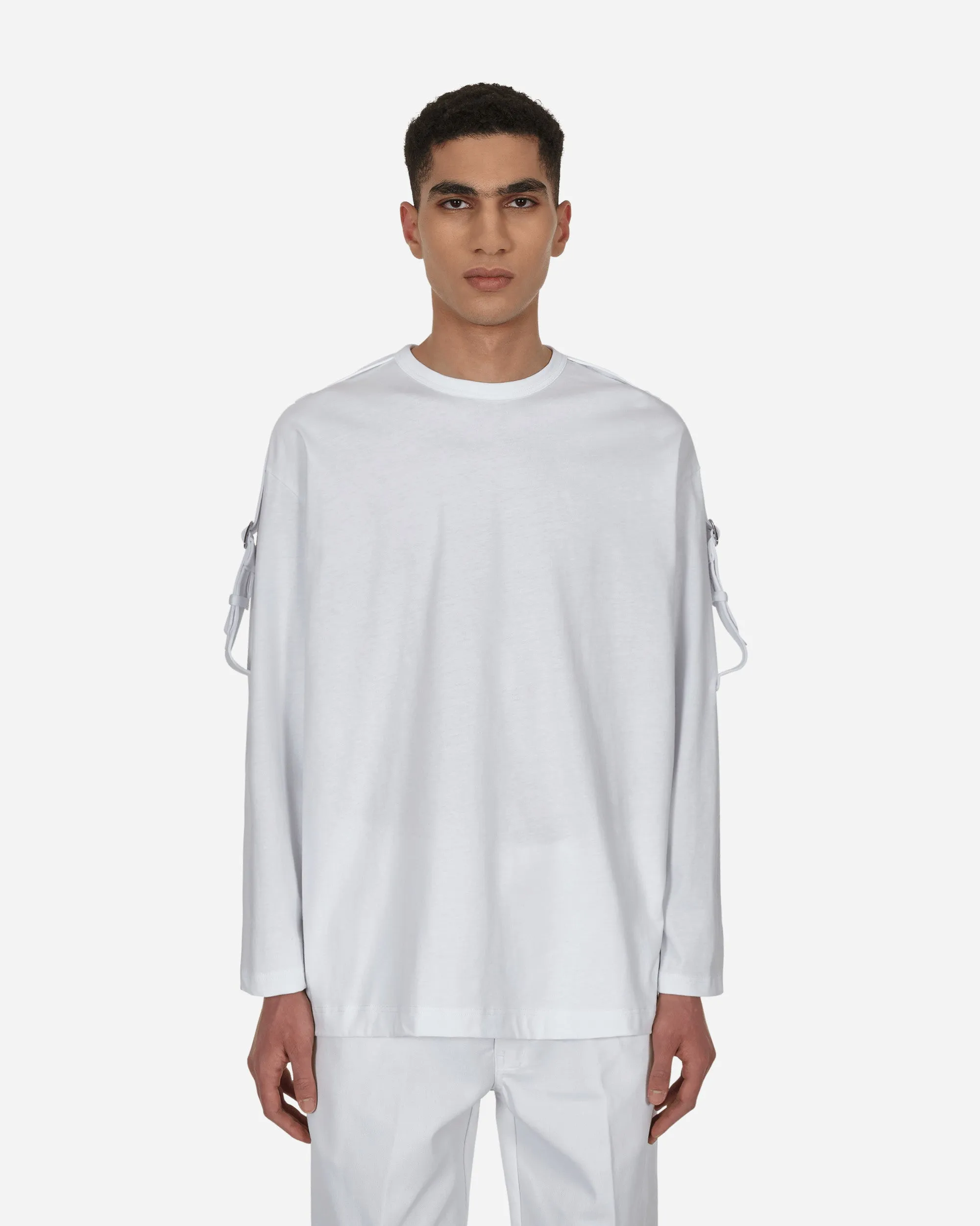 Buckle Langarm T-Shirt Weiß