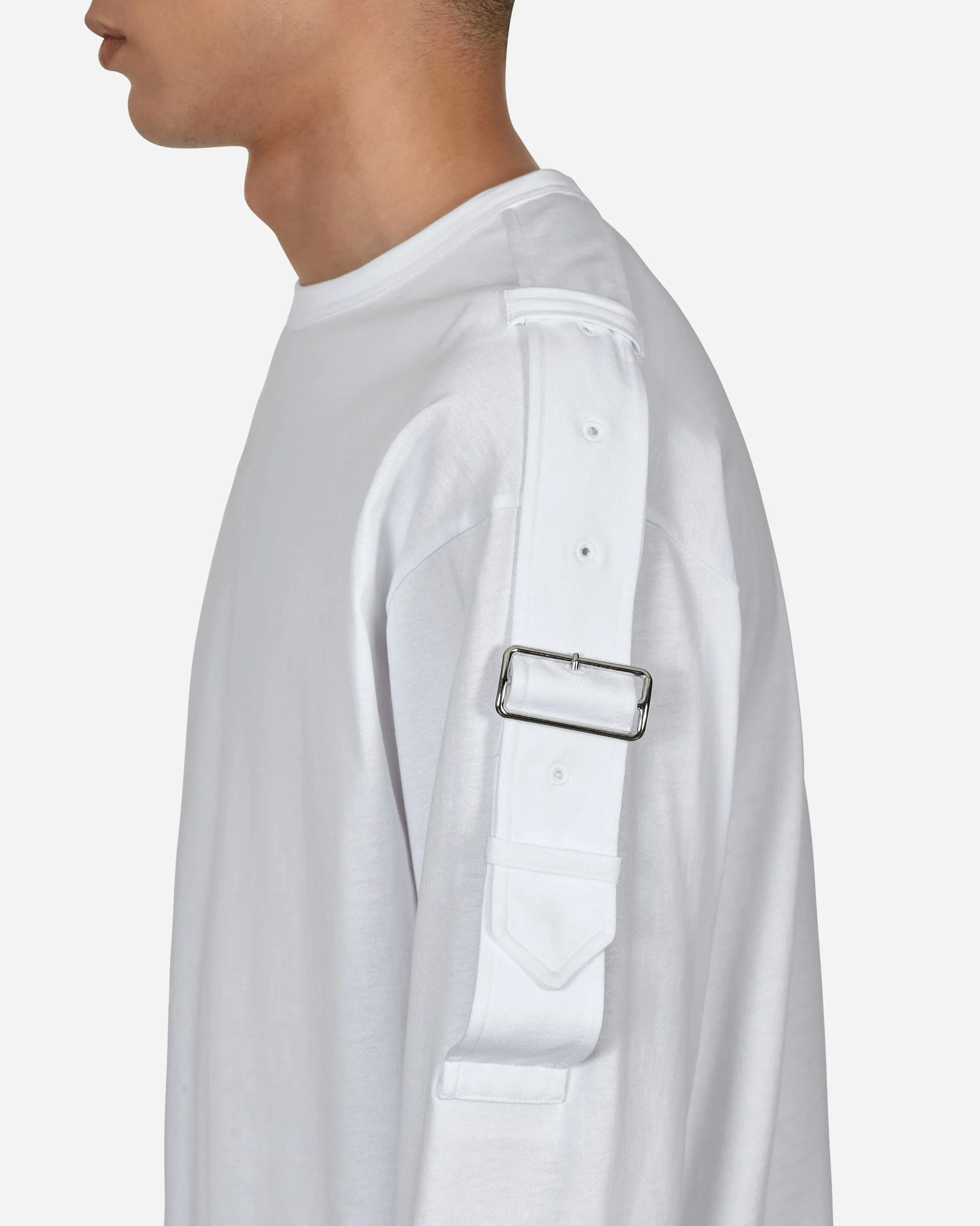 Buckle Langarm T-Shirt Weiß