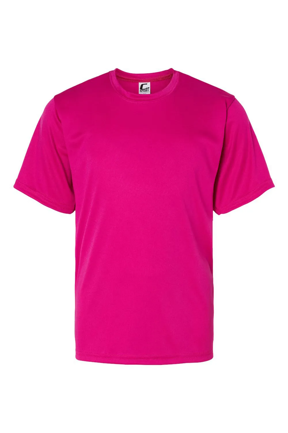 C2 Sport Jugend Performance Feuchtigkeitstransportierendes Kurzarm-Crewneck-T-Shirt - Knallrosa