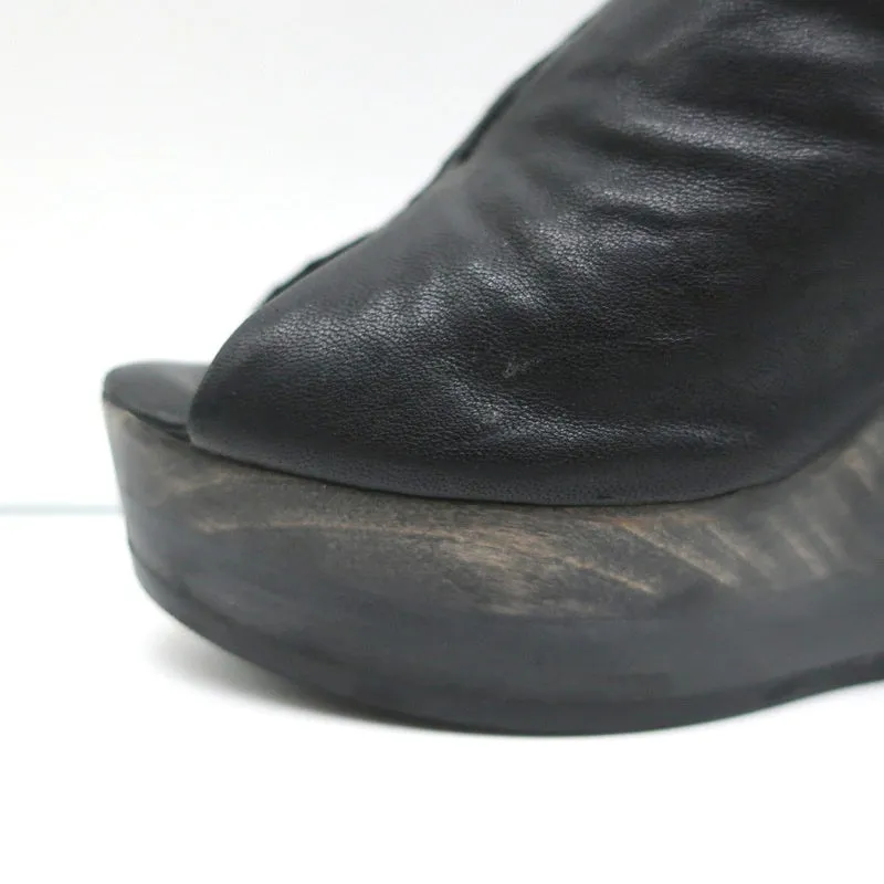 Calleen Cordero Plateau-Keilabsatz-Sandalen Felipa Schwarz Schlangenprägung Leder Größe 6