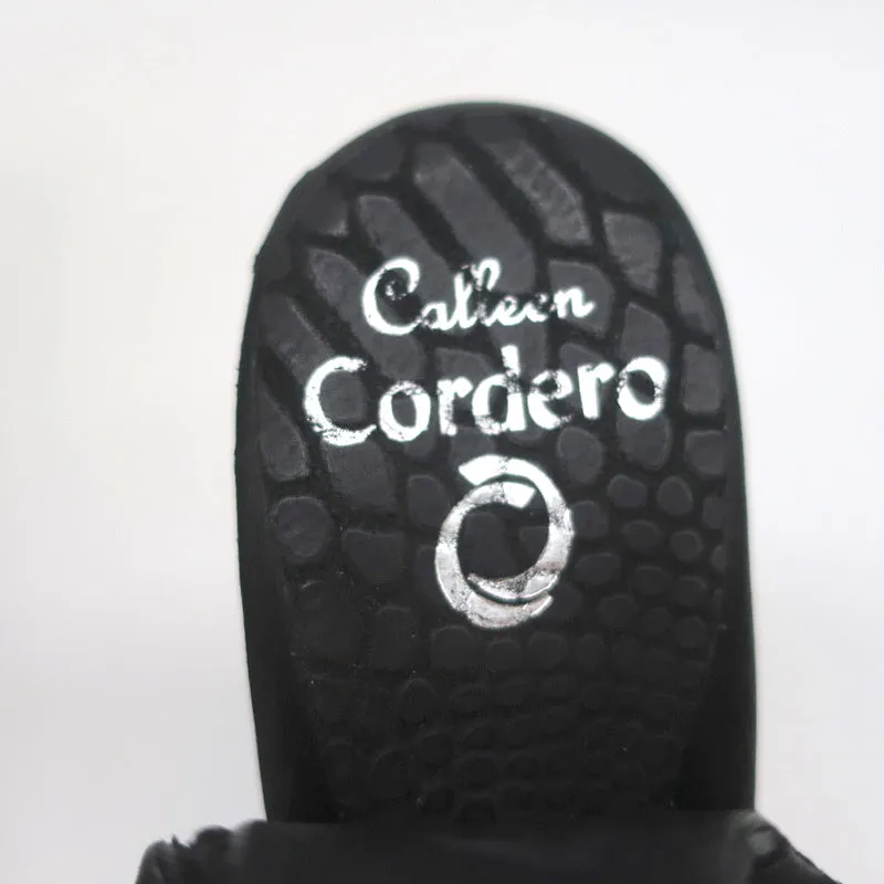 Calleen Cordero Plateau-Keilabsatz-Sandalen Felipa Schwarz Schlangenprägung Leder Größe 6