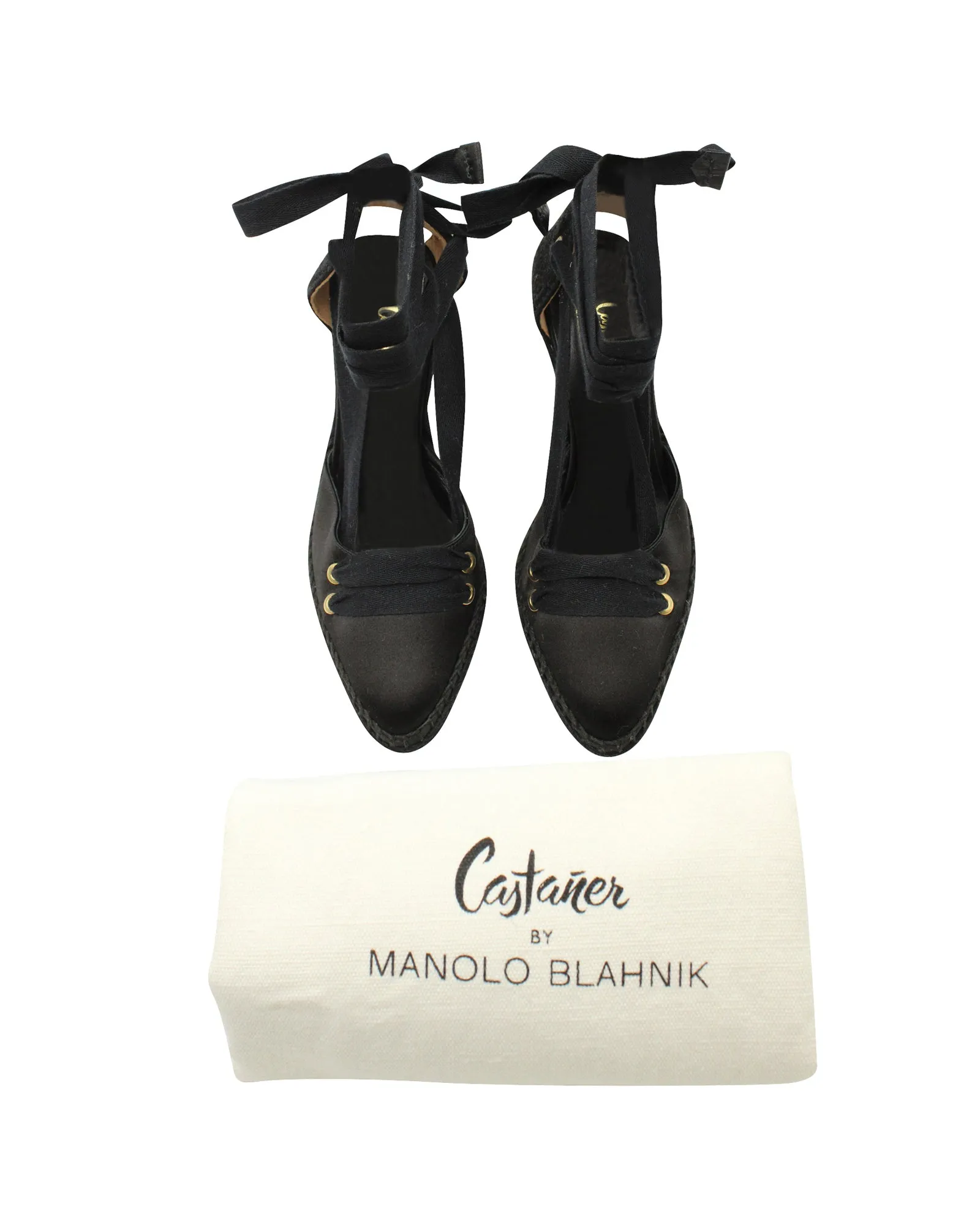 Castañer von Manolo Blahnik Pumps in Schwarz Satin Schuhen_Manolo-Blahnik