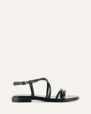 CATALINA FLACHE SANDALEN AUS SCHWARZEM LEDER