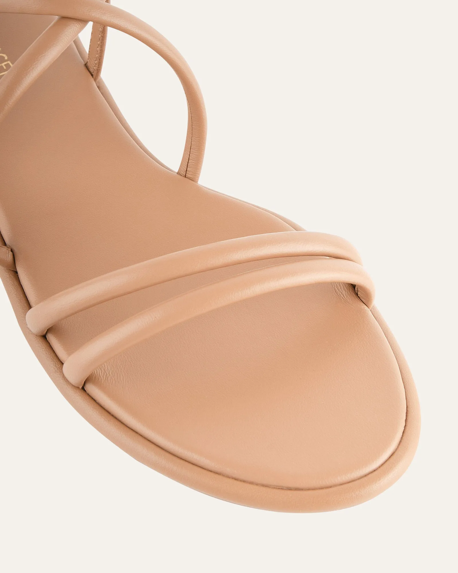 CATALINA FLACHE SANDALEN TOFFEE LEDER