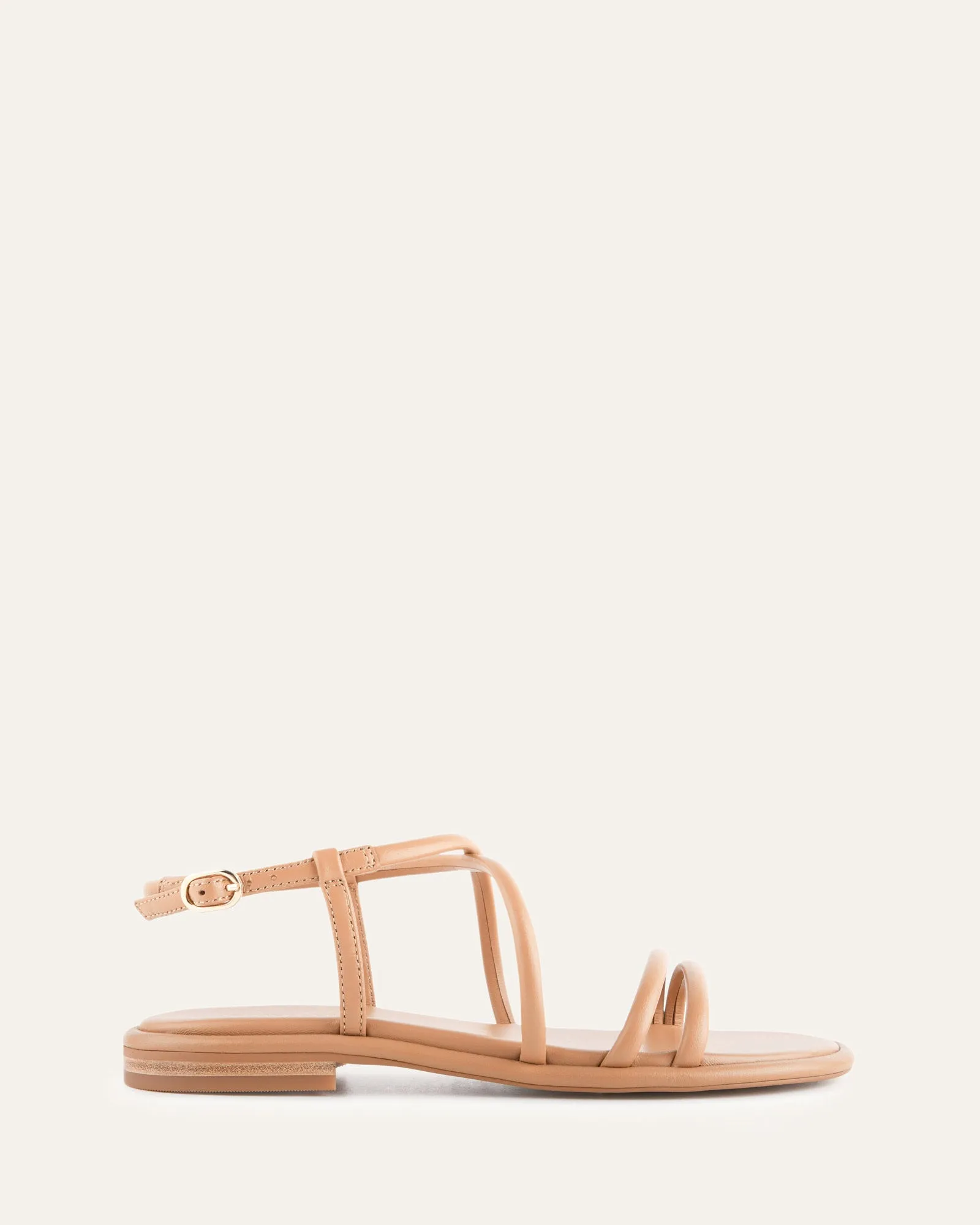 CATALINA FLACHE SANDALEN TOFFEE LEDER