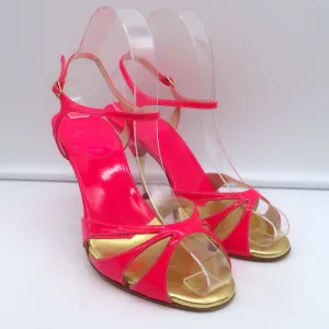 Christian Louboutin Noeudette Sandalen Neon Pink Lackleder Größe 36.5