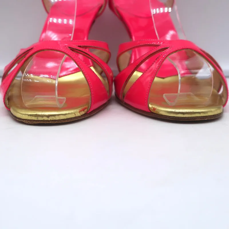 Christian Louboutin Noeudette Sandalen Neon Pink Lackleder Größe 36.5