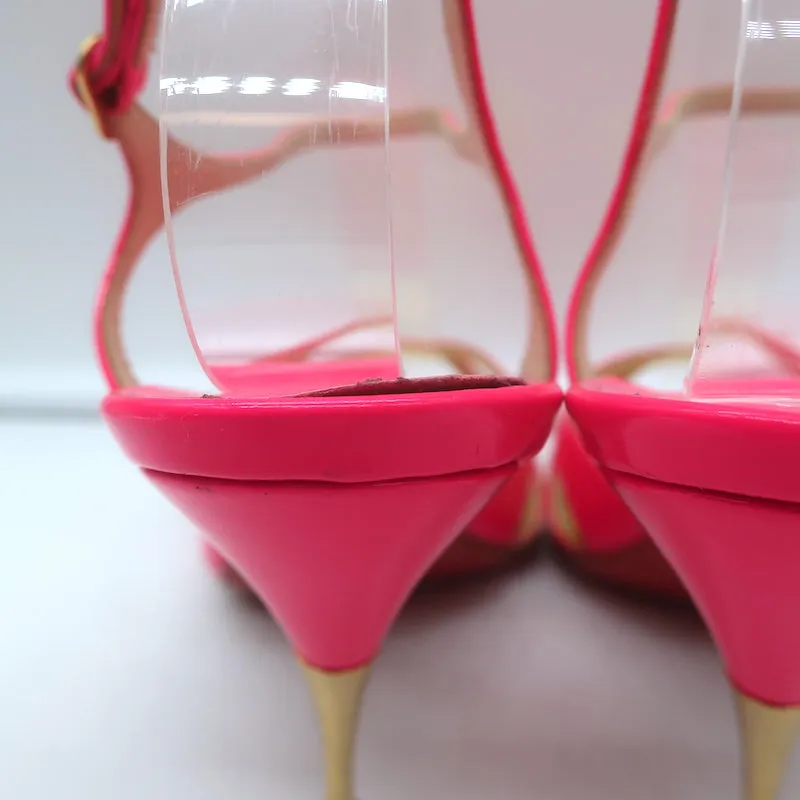Christian Louboutin Noeudette Sandalen Neon Pink Lackleder Größe 36.5