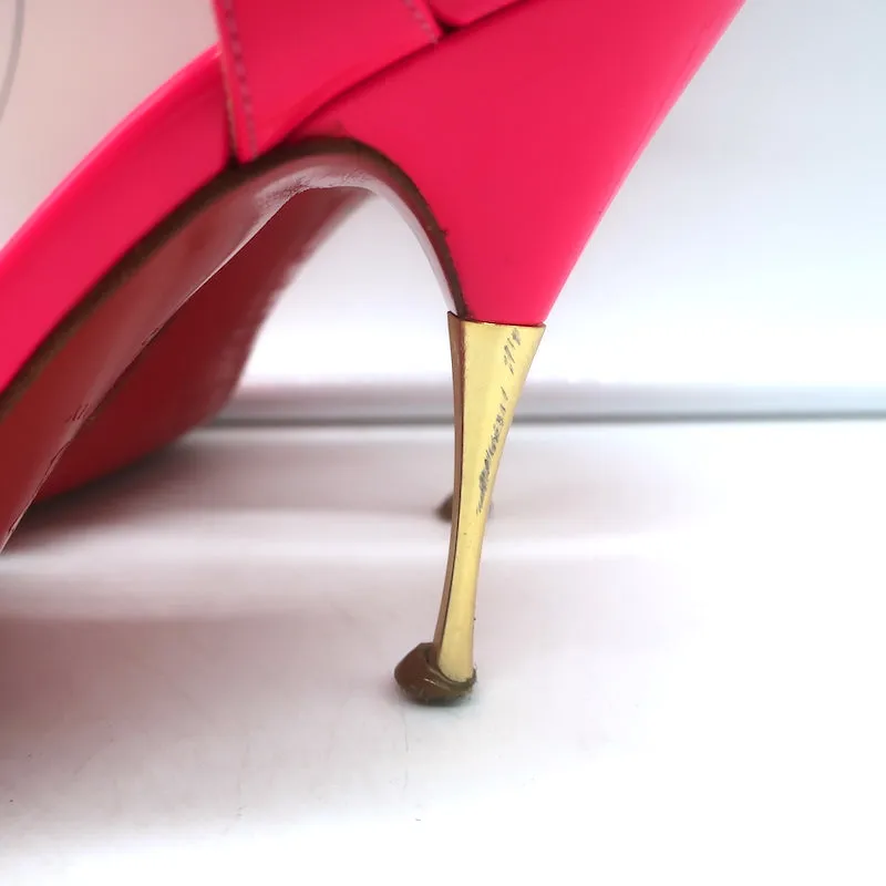 Christian Louboutin Noeudette Sandalen Neon Pink Lackleder Größe 36.5