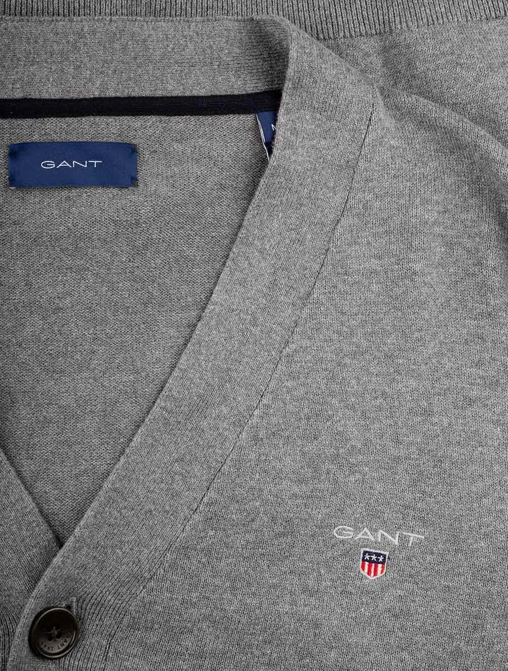 Klassischer Baumwoll-V-Ausschnitt-Cardigan Dunkelgrau Melange
