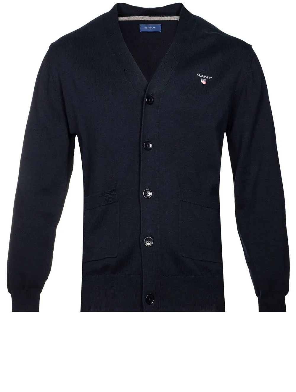 Klassischer Baumwoll-V-Ausschnitt-Cardigan Abendblau