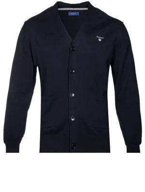 Klassischer Baumwoll-V-Ausschnitt-Cardigan Abendblau