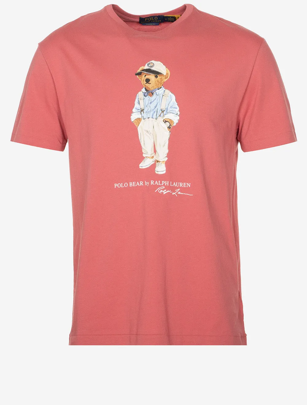 Classic Fit Polo Bären-Jersey T-Shirt Rot