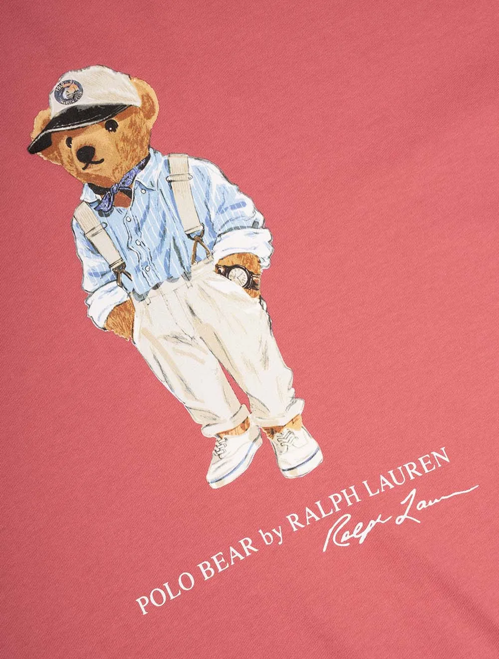 Classic Fit Polo Bären-Jersey T-Shirt Rot