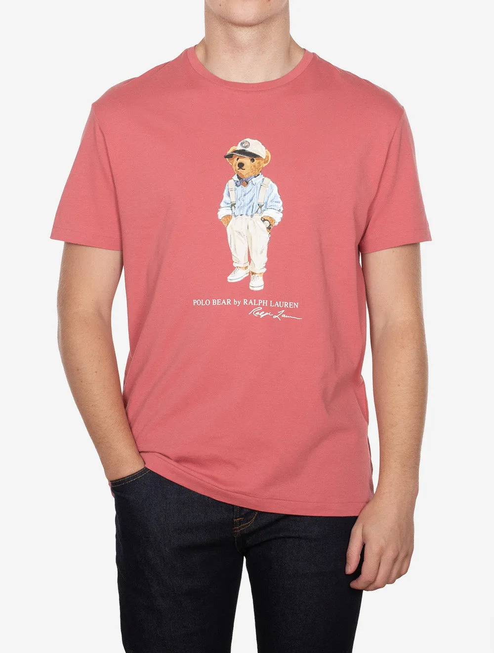Classic Fit Polo Bären-Jersey T-Shirt Rot