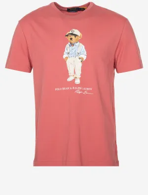 Classic Fit Polo Bären-Jersey T-Shirt Rot