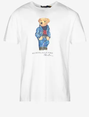 Classic Fit Polo Bären-Jersey T-Shirt Weiß