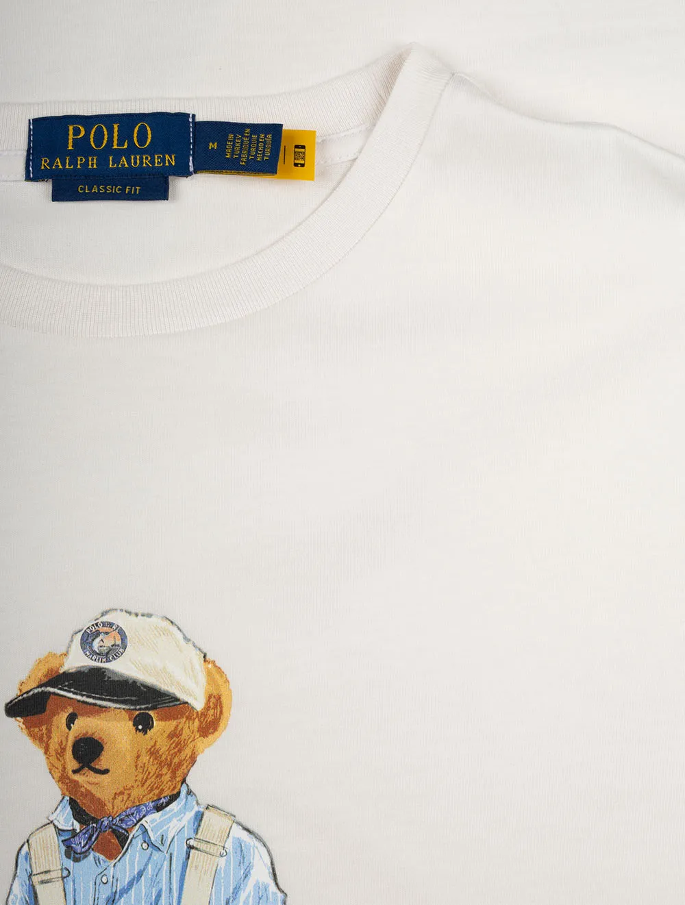 Classic Fit Polo Bär Jersey T-Shirt Weiß