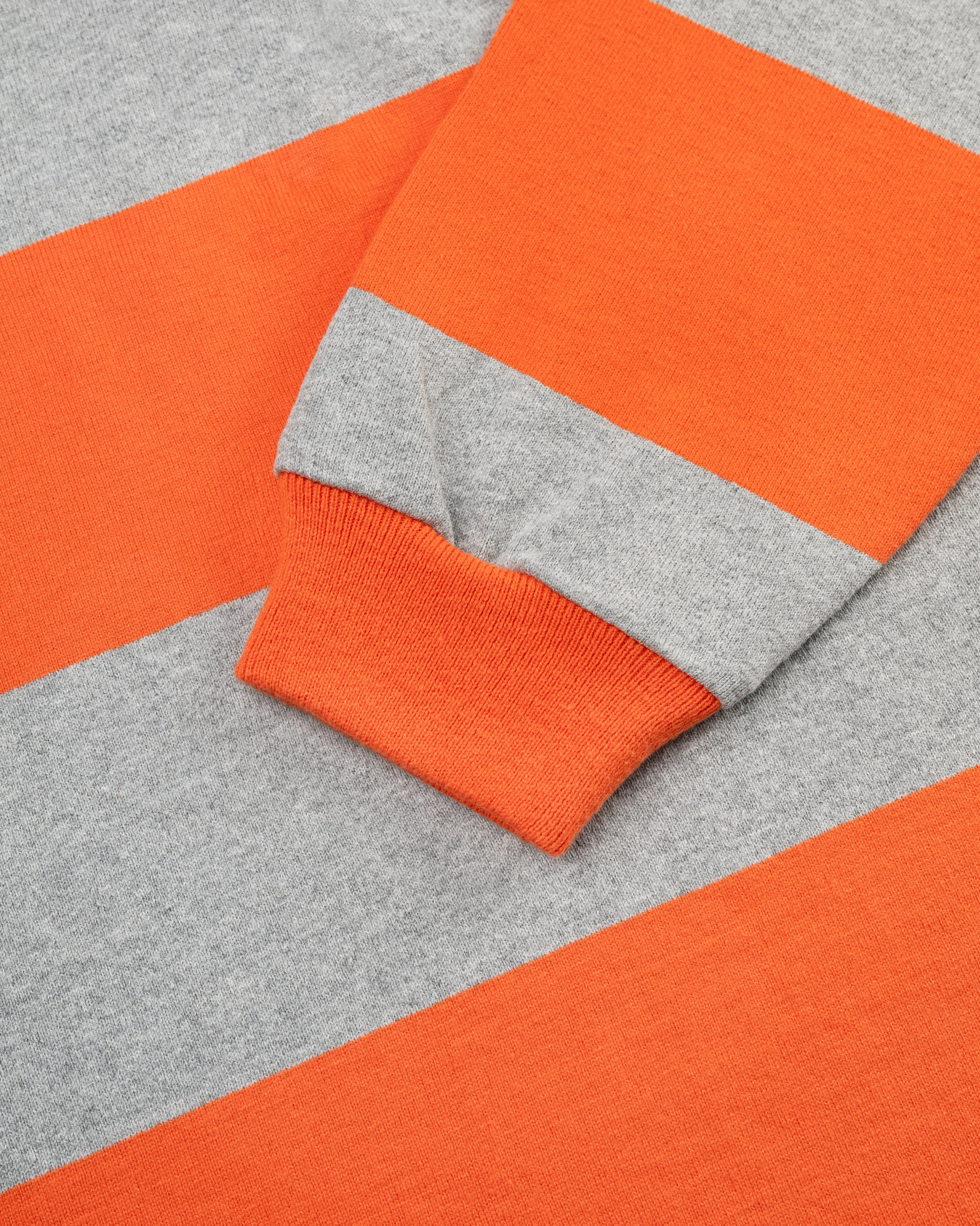 KLASSISCHES GESTREIFTES RUGBY-HEMD - ORANGE/GRAU