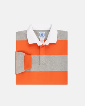 KLASSISCHES GESTREIFTES RUGBY-HEMD - ORANGE/GRAU
